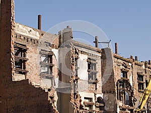 Partially demolished building