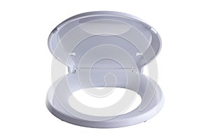 Partially opened isolated toilet seat and lid