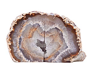 Partially polished multicolor agate geode with crystaline druzy center electric heating pad photo