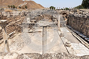 Partially restored ruins of one of the cities of the Decapolis - the ancient Hellenistic city of Scythopolis near Beit Shean city
