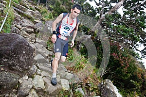 Participant climbing down Mt Kinabalu