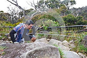 Participant climbing up Mt Kinabalu