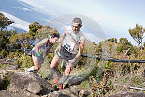 Participant climbing up Mt Kinabalu