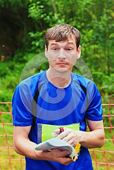 The participant of orienteering competitions photo