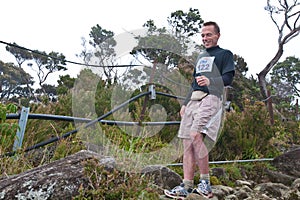 Participant running down Mt Kinabalu