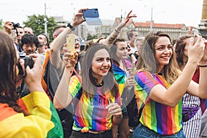 Participants of the annual Prague Pride parade