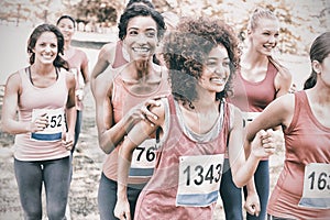 Participants of breast cancer marathon running