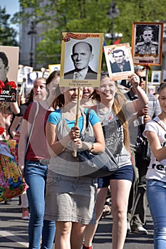 Participants of Immortal Regiment - public action, during which participants carried portrait