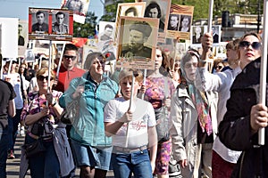 Participants of Immortal Regiment - public action, during which participants carried portrait