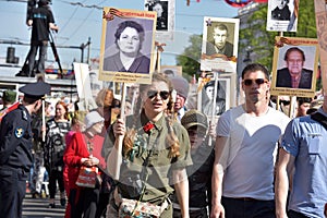 Participants of Immortal Regiment - public action, during which participants carried portrait