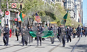 Participants in the 2022 Saint Patrick`s Day Parade, San Franciso