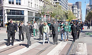 Participants in the 2022 Saint Patrick`s Day Parade, San Franciso