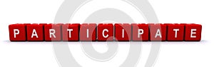Participate word cube on white