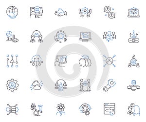 Participation line icons collection. Engagement, Collaboration, Involvement, Contribution, Presence, Interaction