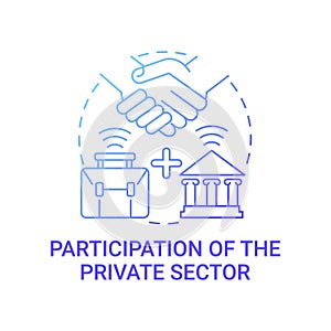 Participation of private sector gradient blue concept icon