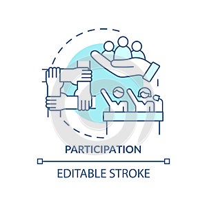 Participation turquoise concept icon