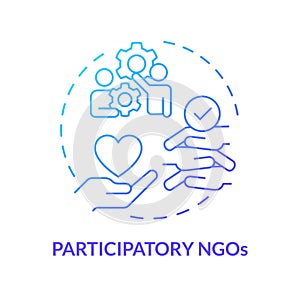Participatory NGOs blue gradient concept icon photo
