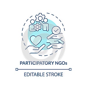 Participatory NGOs soft blue concept icon