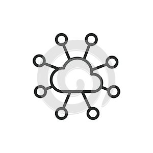 Particle Cloud, icon in line design. Particle, cloud, data, computing, storage, technology, digital on white background
