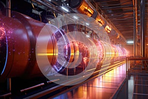 particle colliders beamline with glowing particles