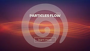 Particle flow abstract background. Sound wave. Data stream