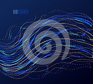 Particle flow array colorful vector abstract background, life forms bio theme microscopic design.