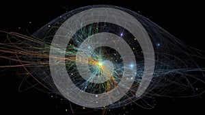 Particles collision in Hadron Collider. Astrophysics concept. Ai generative.