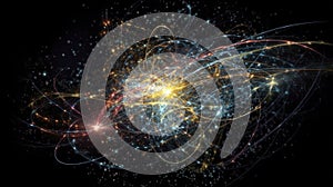 Particles collision in Hadron Collider. Astrophysics concept. Ai generative.