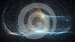 Particles collision in Hadron Collider. Astrophysics concept. Ai generative.