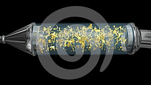 Particles, debris separated and captured in cyclonic filter system. 3d render illustration. View 1 photo