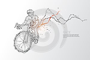 The particles, geometric art, line and dot of Bicycle race