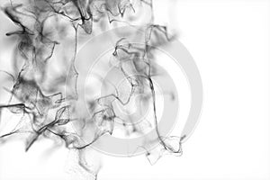 Particles moving on white background, 3d rendering