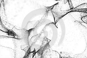 Particles moving on white background, 3d rendering