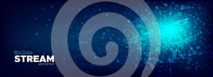Particles Stream. Glow Technology Background.