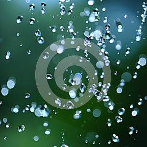 Particles of water on green