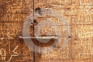 Particolar of a door in the El Badi Palace