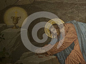 Particolare del mosaico dell`agonia di GesÃÂ¹ nel Getsemani, Lourdes photo