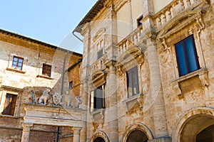 Particular of Nobili-Tarugi Palace in Montepulciano, Italy