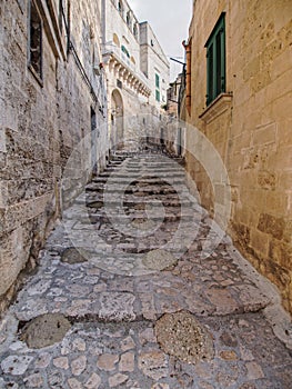 Particular of old town of Matera in the morning