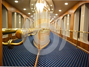 Particular view of a luxurious corridor in a cruise ship