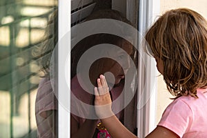 Parting. Kids love. Lovely child couple. Boy with girl.