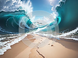 parting of the red sea waters and dry land path biblical exodus generative AI illustration