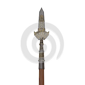 Partisan Pole Weapon on white. 3D illustration