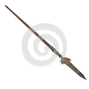 Partisan Pole Weapon on white. 3D illustration