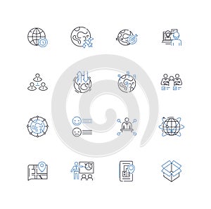 Partitioning line icons collection. Dividing, Subdivision, Segmentation, Separation, Allocation, Cleaving, Fragmentation