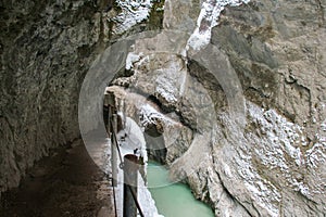 Partnach Gorge in winter time. Garmisch-Partenkirchen. Germany.