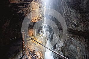 Partnachklamm, Gorge and canyon in Garmisch Partenkirchen, Bavaria Germany