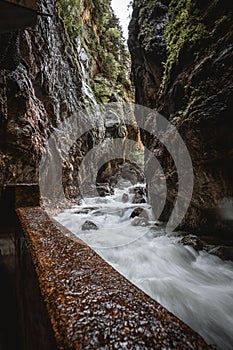 Partnachklamm, Gorge and canyon in Garmisch Partenkirchen, Bavaria Germany