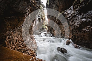 Partnachklamm, Gorge and canyon in Garmisch Partenkirchen, Bavaria Germany