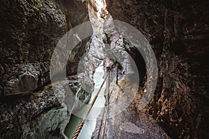 Partnachklamm, Gorge and canyon in Garmisch Partenkirchen, Bavaria Germany